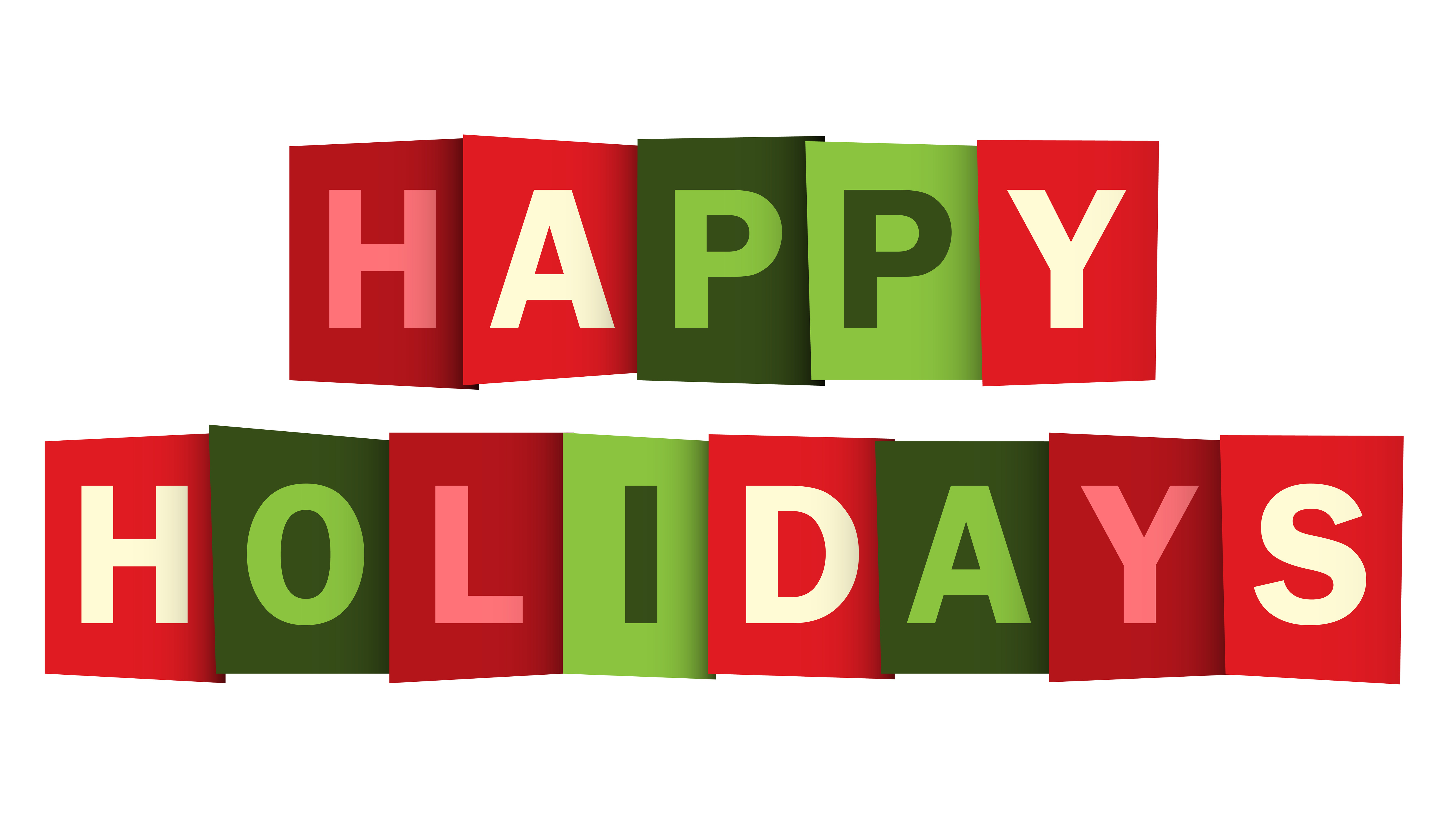 HAPPY HOLIDAYS Overlapping Vector Letters Christmas Colours Rainmaker